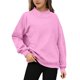 thumbnail image 3 of Sudadera con capucha de manga larga para niña, color liso, con abertura en el bajo y cierre de hebilla, de poliéster, talla mediana y grande, 3 of 8