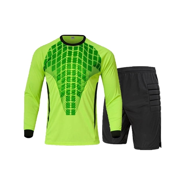 Goalkeeper Jersey Pro Set - Foam Padded Goalie Jersey with Chest Protection & Protective Pants | Breathable Soccer Goalie Uniform | Youth & Adult Keeper Training Gear