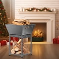 thumbnail image 4 of Stainless Steel Square Wood Fire Pit with Grill, 2‑in‑1 Outdoor Firepit with Ash Pan & Wood Storage, Portable for Backyard, Patio, Camping, 4 of 6