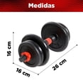 thumbnail image 4 of Set De 2 Mancuernas Ajustables X-Rush Negro De 30 Kg Con Discos De Metal Y Barras De Acero, 4 of 8