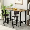 thumbnail image 3 of Baxluxe Retro Bar Table Set for 2, Counter Height Dining Table Set with 2 Leather Bar Stools, Wooden Rectangle Kitchen Table and Chairs Set, 3 Pieces Pub Table Set for Breakfast Nook, Brown, 3 of 6