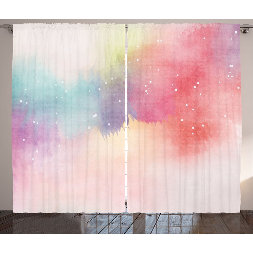 Colorful Curtains 2 Panels Set, Abstract Dreamy Fantasy Themed
