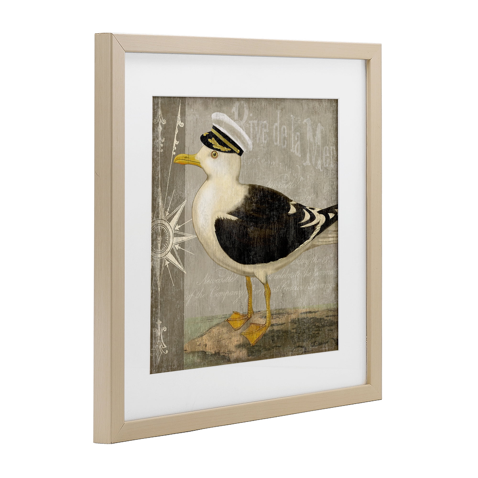 Stupell Industries Little Maritime Seagull Birch Framed Print Under Glass, design by Suzanne Nicoll