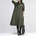 thumbnail image 4 of Women's Autumn Winter Loose Long Sleeve Plus Size Fleece Solid Color Casual Dress, Army Green, Size XL, 4 of 5