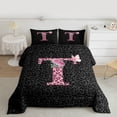 thumbnail image 2 of jejeloiu Leopard Monogrammed T Full Size Comforter Sets,Girl Personalized Gifts Bedding Sets For Men Women Reversible 3pcs, 2 of 8
