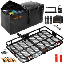 Mockins 60"x36"x6" Tow Hitch Cargo Carrier with 35 Cu.Ft. Cargo Bag, License Plate Holder, Stabilizer, Locks and Straps