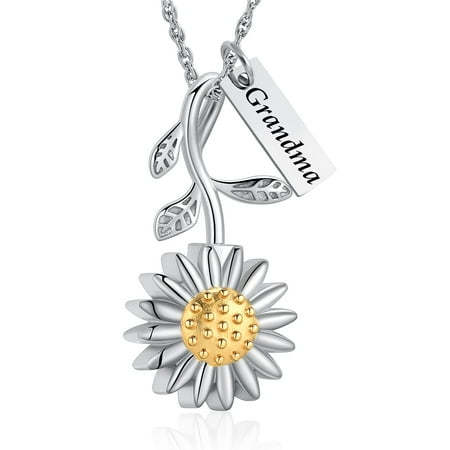 Sunflower Keepsake Cremation Jewelry for Grandma Ashes Urn Necklace for Ashes of Loved One Memorial Urn Necklace Lockets for Human Ashes