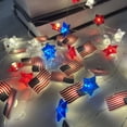 thumbnail image 5 of yulier American Flag Star String Lights, 4th of July Decorations Red White Blue Flag and Star Shaped Light String Battery Operated Independence Day Memorial Day Home Decor, 9.84FT 30 LED, 5 of 9