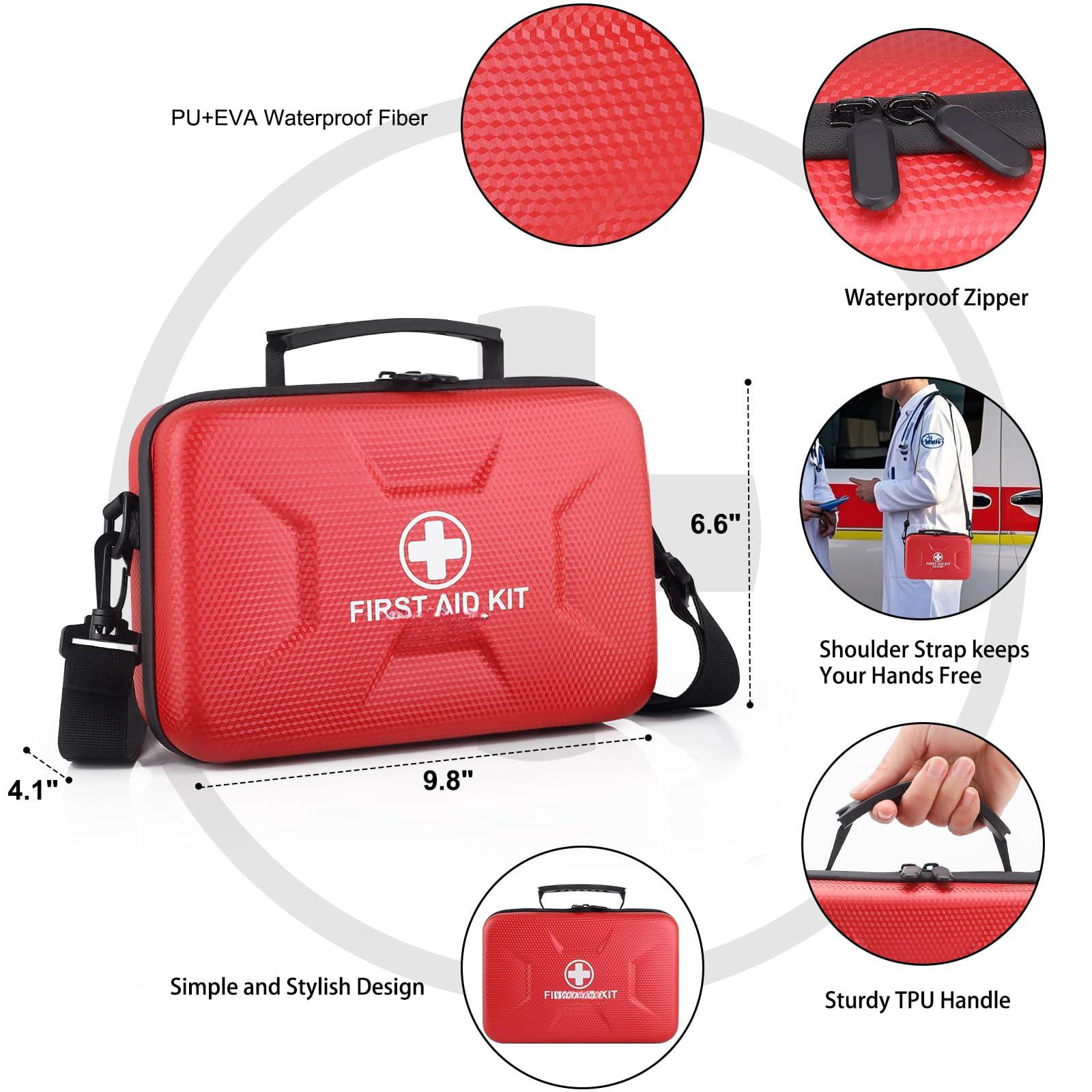 410 Piece Waterproof Hard Shell First Aid Kit For Home  Car Travel Camping Truck Hiking Sports Office Vehicle & Outdoor Emergencies - Emergency Kits (red)