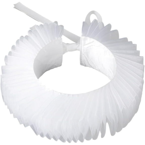 White Detachable Gathered False Collar Retro Victorian Renaissance Medieval Dickens Ruff Sheer Ruffled Versatile Lace Up Clown Neck Collars