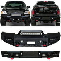 Vijay Compatible with 1997-1998-1999-2000-2001-2002-2003 Ford F150 Front and Rear Bumper Textured Black Steel with Light and D-ring