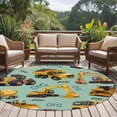 thumbnail image 4 of Round Area Rug 6 Ft, Construction Truck Washable Non-Slip Circle Carpet for Living Room/Bedroom, Cartoon Grips and Bulldozers Green Low-Profile Indoor Mats Collection Rugs for Residential, 4 of 8