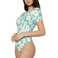 thumbnail image 2 of The Xecao Daisy Floral A Women's Crew Neck Body Suit, a short-sleeved bodysuit and basic swimsuit, both comfort and style for dating and daily life, 2 of 9