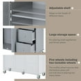thumbnail image 3 of AENKYO 52.7'' Kitchen Island Cart with Drop Leaf, Rolling Kitchen Storage Cart with 3 Drawers, Grey Blue, 3 of 9