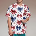 thumbnail image 4 of Men's Patriotic Pocket Detail Henley Shirt, Short Sleeve Button-Up Top with Retro American Flag Design ,White S, 4 of 5