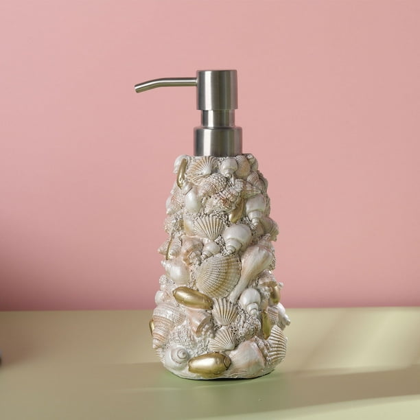 Adornos de decoración, regalo/regalo de cumpleaños/regalo de vacaciones Este dispensador de jabón de acero inoxidable simulado Botella dispensadora de líquido de resina Botella de líquido para el hoga
