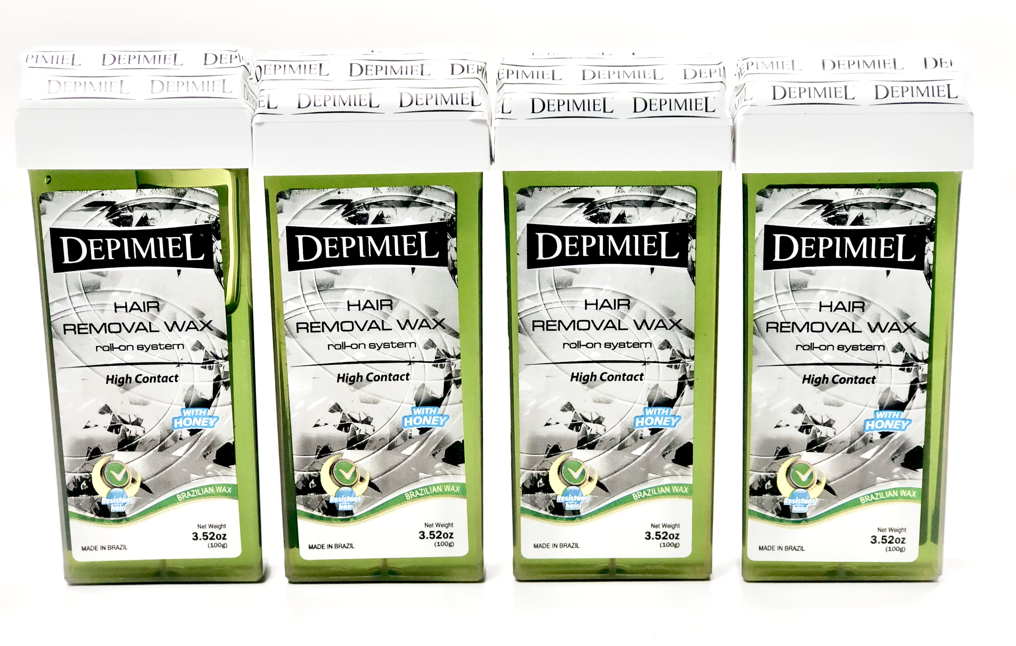 High Contact Hair Removal Wax Roll On 3.52 oz With Honey Cartridge System Waxing For Home and Professional Use for all Skin Types even Sensitive skin 4 Pack