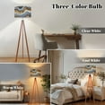 thumbnail image 3 of Wood Tripod Floor Lamp, Mid Century Wood Standing Lamp with 3 Color Temperature Dimmable Standing for Living Room, Bedroom, Office Blue Gold Marble Abstract White Modern Flaxen Lamp Shade, 3 of 5