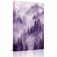 thumbnail image 2 of Canvas Wall Art Purple Forest Mountain Canvas Art Print Retro Watercolor Gradual Foggy Pine Tree Pictures Wall Decor for Living Room Bedroom Artwork Decorations Stretched Framed Ready to Hang 8"x12", 2 of 9