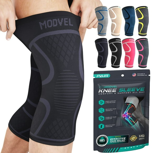 Rodilleras Modvel (2 unidades) para mujer y hombre: rodilleras de compresión para entrenamiento, alivio del dolor de rodilla, soporte articular para ligamento cruzado anterior (LCA), artritis y desgar
