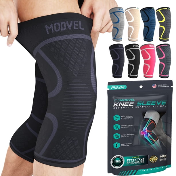 Rodilleras Modvel (2 unidades) para mujer y hombre: rodilleras de compresión para entrenamiento, alivio del dolor de rodilla, soporte articular para ligamento cruzado anterior (LCA), artritis y desgar