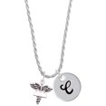 thumbnail image 1 of Delight Jewelry Silvertone Engraveable Caduceus - Silvertone Script Initial Disc - C - Charm Necklace, 20"+3", 1 of 4