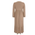 thumbnail image 6 of SMihono Fashion Women's Spring Balloon Long Sleeve Maxi Dresses 2025 Casual Knit Crew Neck Tiered Flowy Pockets Dress High Waist Ruffle Smocked Dress Khaki 10, 6 of 7