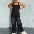 thumbnail image 5 of Teen Girls' Denim Overall Jumpsuits Kids Casual Sleeveless Overalls Girls Wide Leg Jeans Pants Girls Overalls with Pockets Size 12-13 Years Girls Clothes, 5 of 5