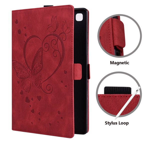 FJLBDE Case for iPad Pro 12.9 Inch (6th/5th/4th/3rd Gen, 2022/2021/2020/2018), PU Leather Folio Stand Magnetic Cases, Card Slot, Auto Wake/Sleep, Pen Holder, Filp Cover, Red