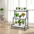 thumbnail image 2 of TFCFL 3 Tier Rustic Plant Stand with Wheels Rolling Plant Shelves Rack Indoor Outdoor Bonsai Holder Home Garden Corner Shelf, 2 of 19
