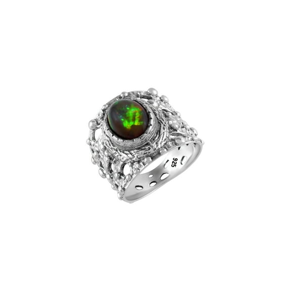 Black Opal Gemstone Ring
