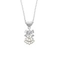 thumbnail image 2 of Delight Jewelry Silvertone Lotus Outline Silver tone Bow Heart Necklace, 2 of 4