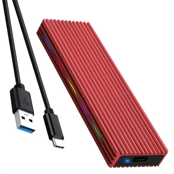 M.2 M Key SSD Enclosure Case 10Gbps/5Gbps USB3.1 NGFF Protocol USB-C Mobile Case Aluminum Alloy with RGB Light-