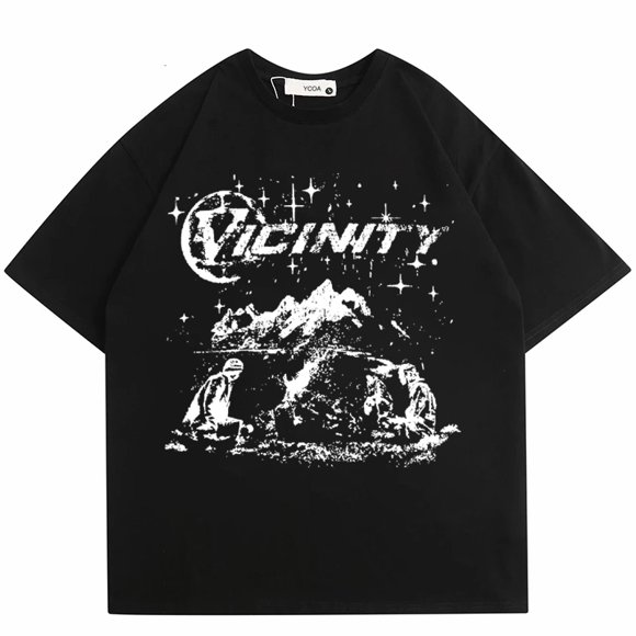 Men‘s T-Shirt Graphic Hip Hop Oversized Harajuku Summer Short Sleeve Tees Korean Fashion Y2k Vintage Streetwear Cotton Clothing