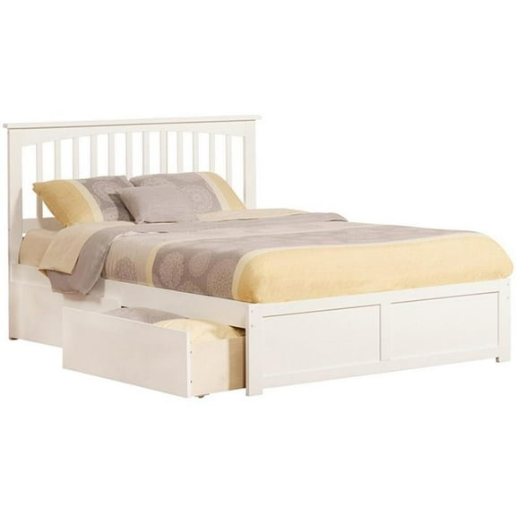 Leo & Lacey Coastal Solid Wood King Storage Spindle Bed in White