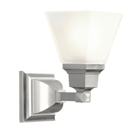 

Bathroom Vanity 1 Light With Satin Glass Brushed Nickel size 6 in 100 Watts - World of Crystal