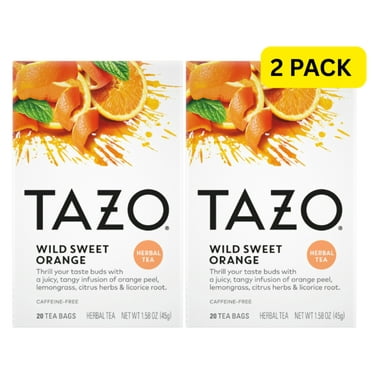 Tazo Wild Sweet Orange Herbal Tea Bags, Caffeine-Free, 20 Ct (Pack of 2), 40 Total Tea Bags