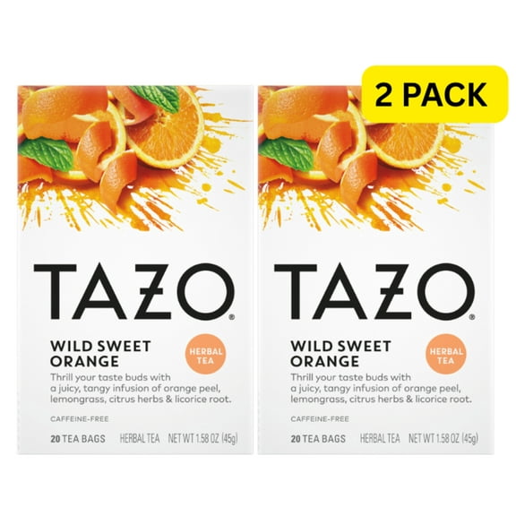 Tazo Wild Sweet Orange Herbal Tea Bags, Caffeine-Free, 20 Ct (Pack of 2), 40 Total Tea Bags