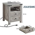 thumbnail image 2 of Joaxswe Farmhouse Nightstand with Charging Station, Rustic Bedside Table with Drawers for Bedroom, Vintage End Table with Open Shelf for Living Room, Grey, 2 of 8