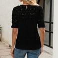 thumbnail image 3 of Hauaitttt Women's Eyelet Tops Puff Short Sleeve Blouses Dressy Casual Cute Hollow Out Crochet Lace Embroidered Summer Shirts Our Womens Long Sleeve Long Sleeve Tops for Women Athletic Long Sleeve, 3 of 4