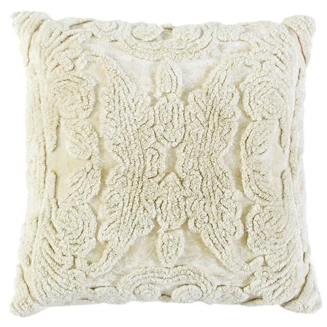 HomeRoots 403464 Ivoire Motif Botanique Touffeté Coussin