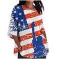 thumbnail image 1 of Camiseta Suelta Impresa con Manga 3/4 Cortada, Camisetas de Algodón Casuales Y Transpirables para Mujeres, 1 of 5