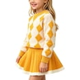 thumbnail image 2 of Amidoa Girls 2 Piece Outfits Fall Winter Clothes Solid Color Long Sleeve Top and Casual Pants Kids Clothing Sets Size Yellow 5-6 Years, 2 of 5