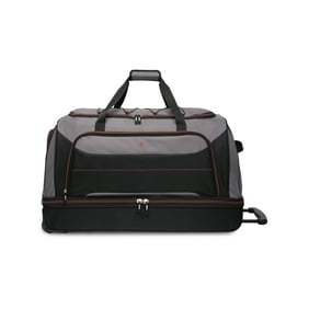 Protege 30in Rolling Drop-Bottom Duffel Bag, Black and Grey