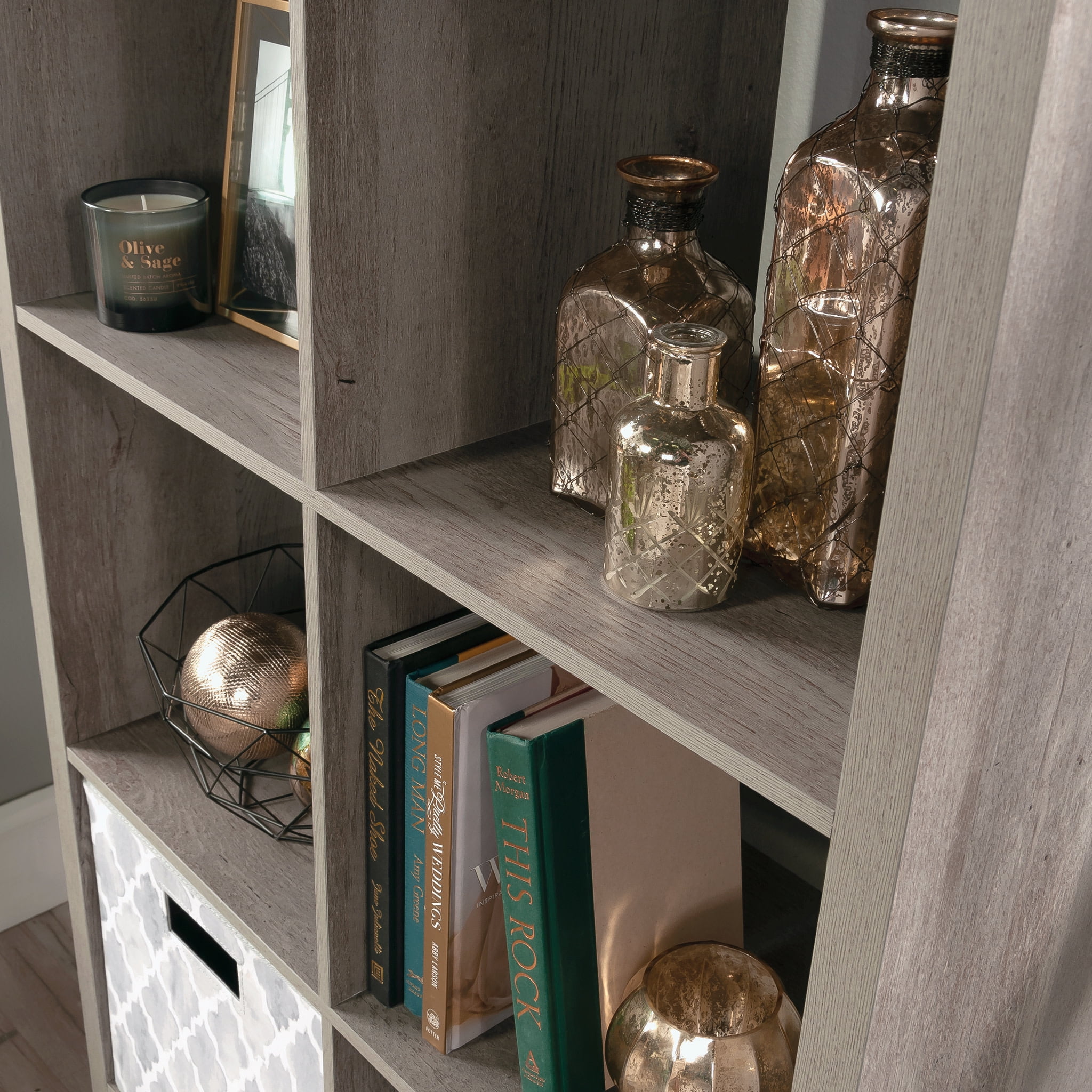 Sauder 8-Cube Organizer Storage Bookshelf, Mystic Oak Finish