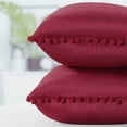 thumbnail image 4 of Unique Bargains 2-Pack Soft Velvet Pompoms Throw Pillow Covers 18" x 18" Burgundy, 4 of 8