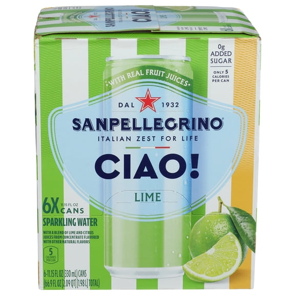 (Pack Of 4) San Pellegrino Water Sparkling Ciao Lime 6 Pack 66.9 Fo