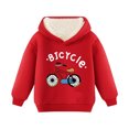 thumbnail image 2 of Bnwani Hoodie Sweatshirt for Girls Fashion Long Sleeve Fleece Lamb Velvet Casual Print Red Size 11 Years, 2 of 7