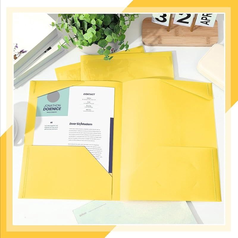21 Pcs Plastic Folders with Clear Front Pockets Heavy Duty File Folders with 2 Pockets and Card Slot for Student Communication School Office Presentation Report