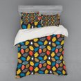 thumbnail image 1 of Colorful Duvet Cover Set, Nature Inspired Doodle Style Pattern with Lively Colored Foliage and Dots, Bedding Set with Shams and Fitted Sheet, 3 Sizes, by Ambesonne, 1 of 3